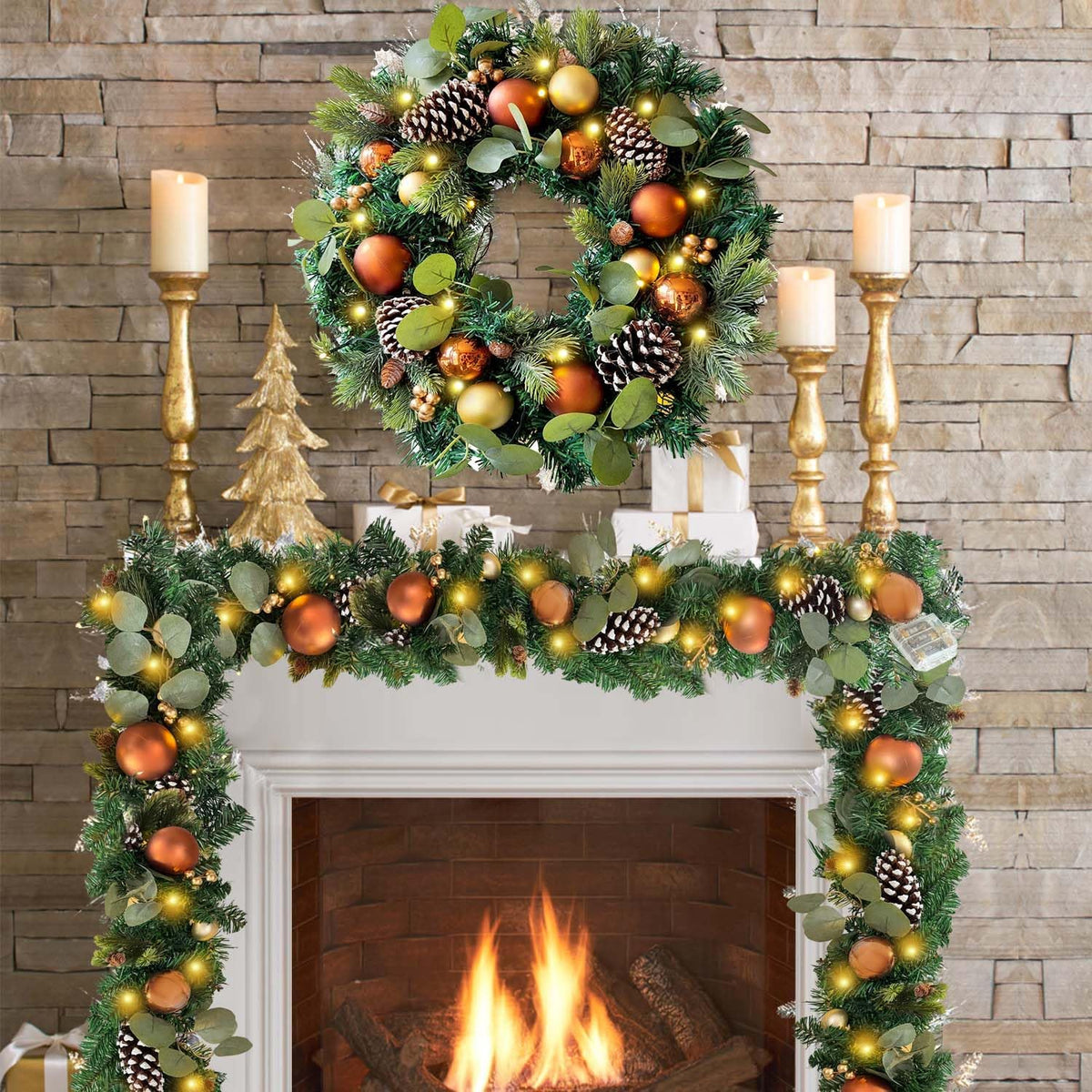 WANNA-CUL - Guirnalda de Navidad preiluminada de 1.8 m\/2.16 m con...
