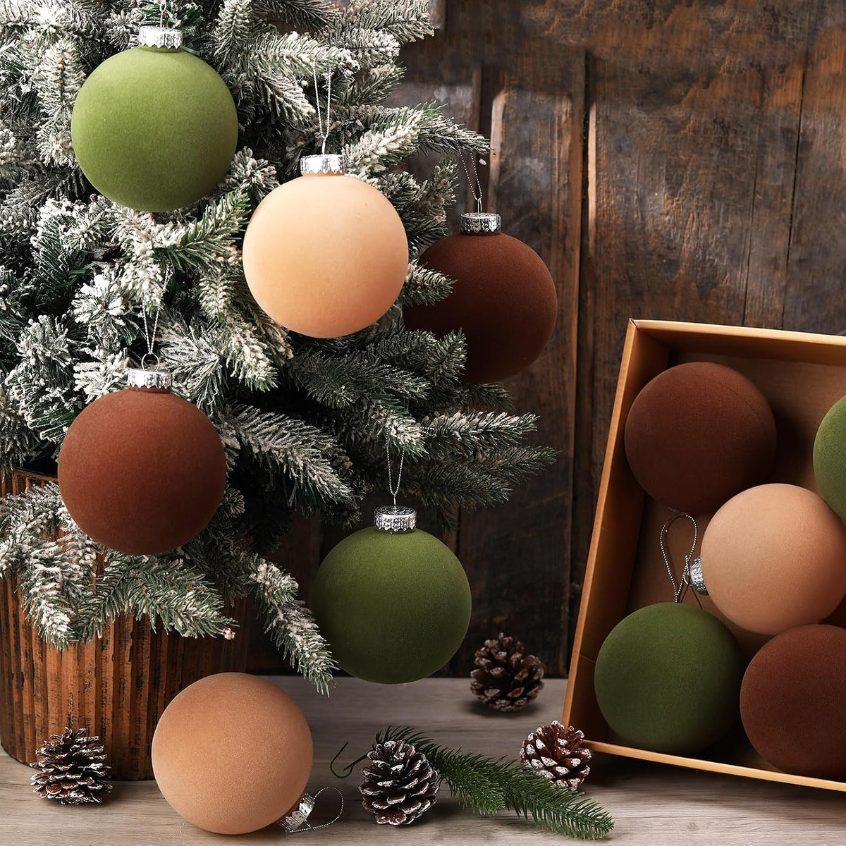 6 adornos grandes de terciopelo de Navidad de 4 pulgadas | Esferas...