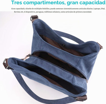 Dourr Bolso para hombro para mujer, con múltiples bolsillos, bolso...