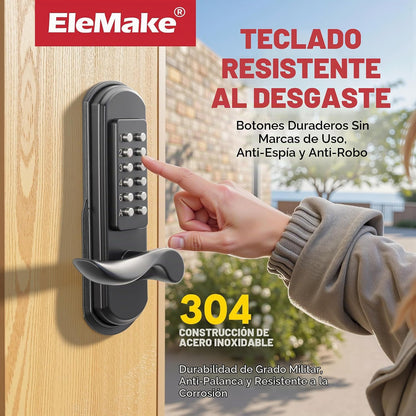 Cerradura de puerta mecánica sin llave con teclado, negro | Izquier...