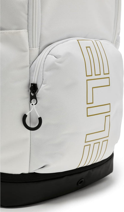 Nike Varsity Elite Mochila (32L), Blanco\/Negro\/Oro Metálico, MISC