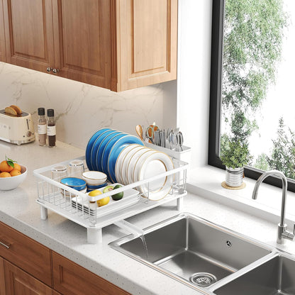 SNTD Escurridor de platos para encimera de cocina pequeña, 11 pulga...