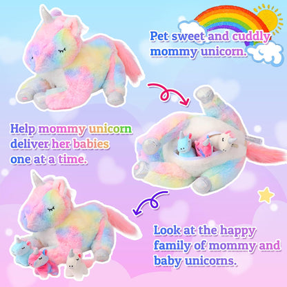 Hopearl Unicornio de peluche LED con iluminación, mamá unicornio co...