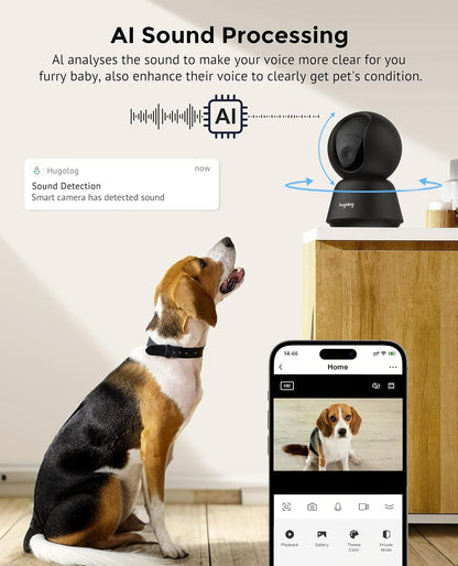 Hugolog Cámara de Seguridad Interior Pan\/Tilt 3K 5MP con Enfoque A...