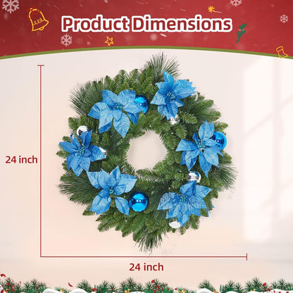 Garvee Corona de Navidad de 24 pulgadas con Flores, Hojas de Ciprés...
