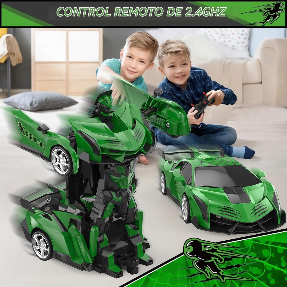 BLUEJAY Transform RC Cars para niños de 3 a 12 años, coche de contr...