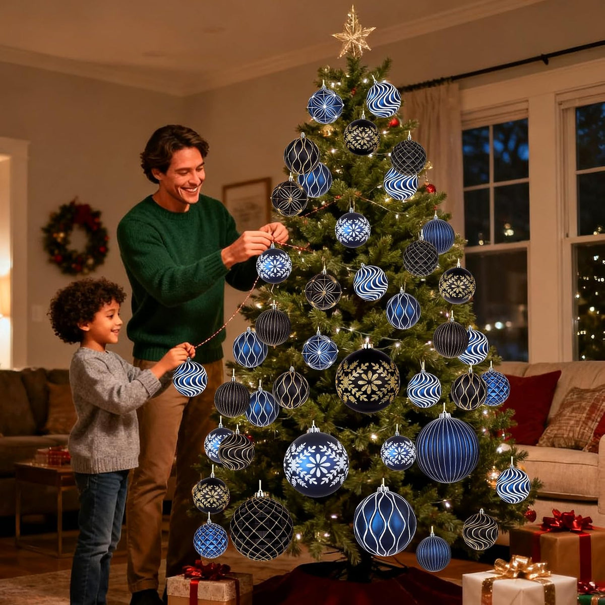 Lanpn 12 piezas bolas de Navidad grandes de 4 pulgadas, decoracione...