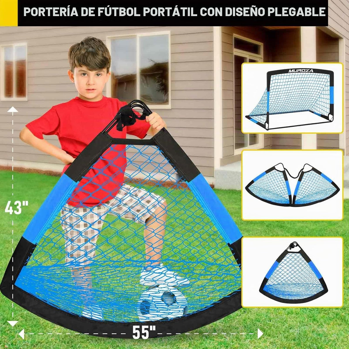 Portería de fútbol, juego de porterías de fútbol para niños para pa...