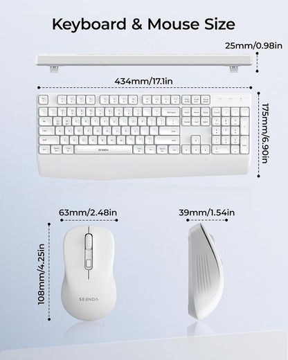 seenda COE200 Combo de teclado y mouse Bluetooth inalámbricos con |...