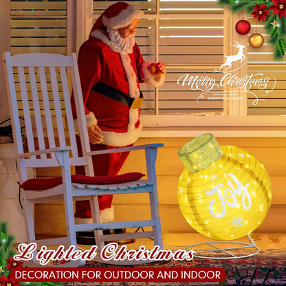 Dingion - Juego de 4 bolas de Navidad grandes para exteriores ilumi...