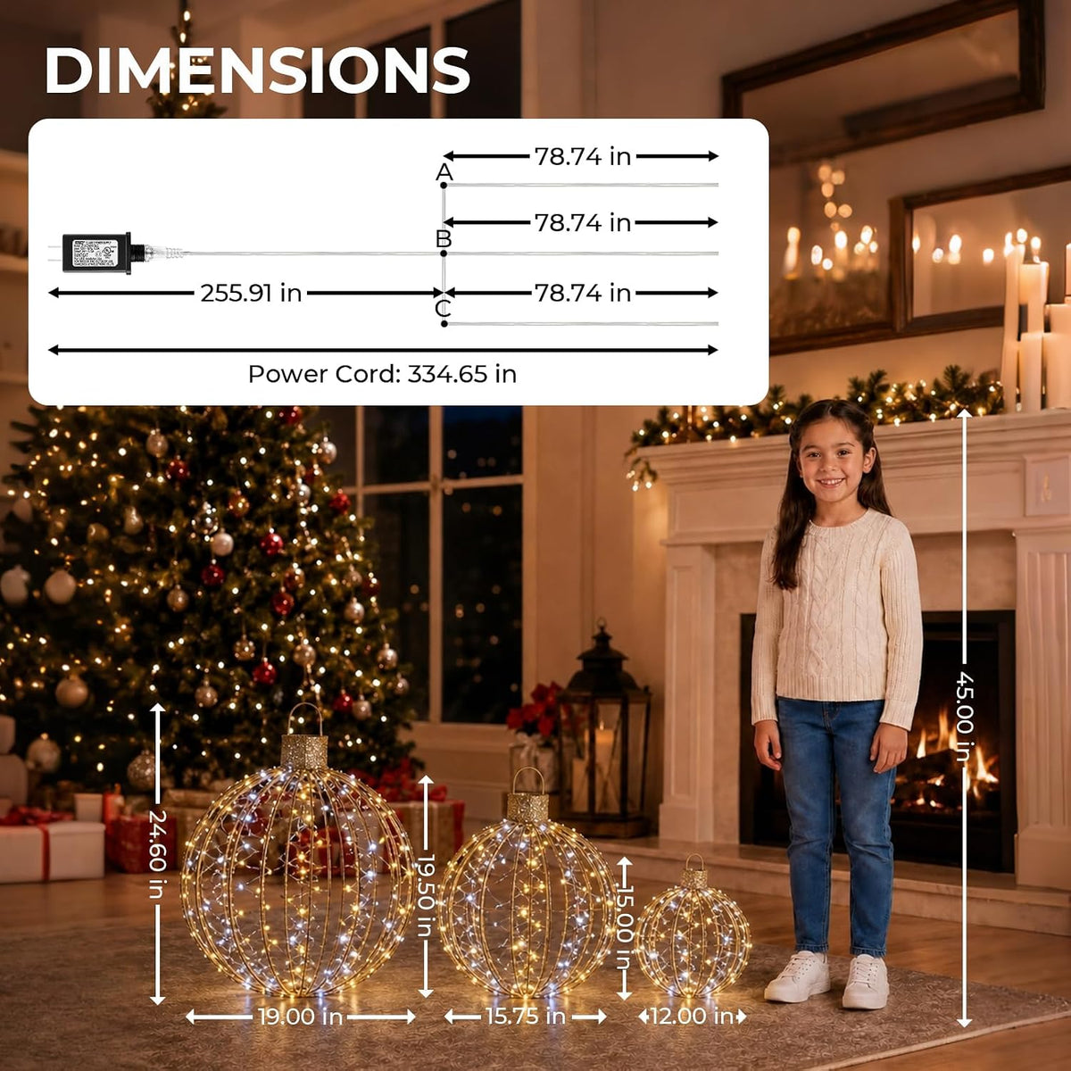 Starfree 6 bolas LED grandes de Navidad iluminadas de 19 pulgadas +...