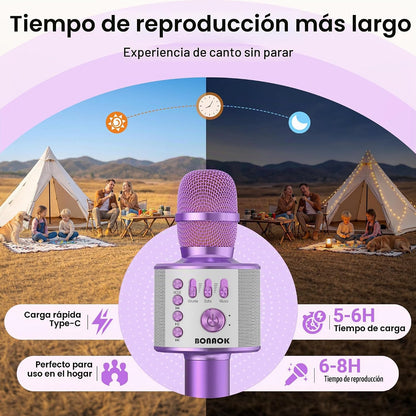 BONAOK - Micrófono inalámbrico Bluetooth de karaoke, 3 en 1; máquin...