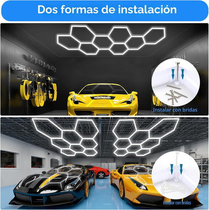 LZHOME Luz LED hexagonal para garaje: luz de garaje superbrillante...