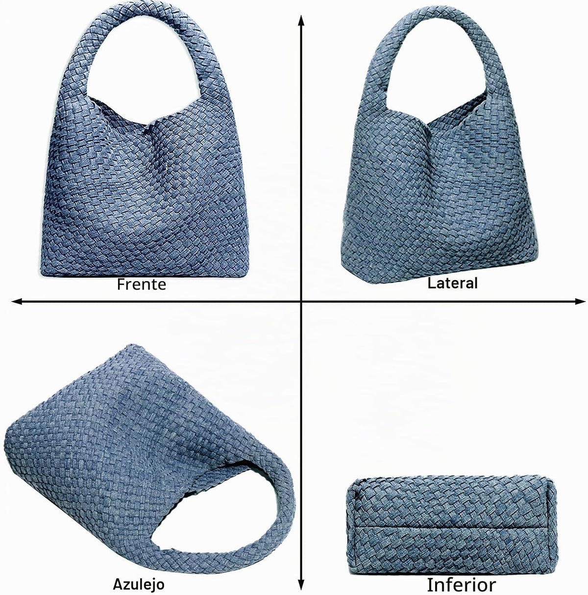 Bolso de mano de mujer con asa superior de cuero vegano tejido a ma...