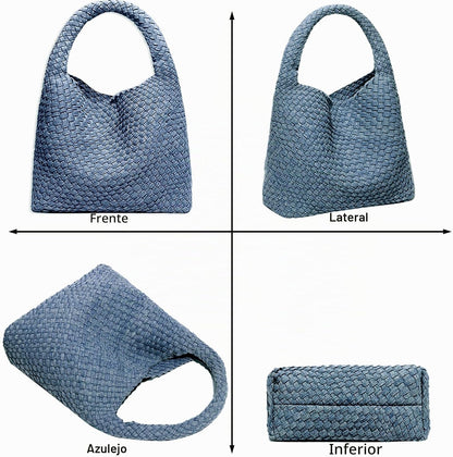Bolso de mano de mujer con asa superior de cuero vegano tejido a ma...