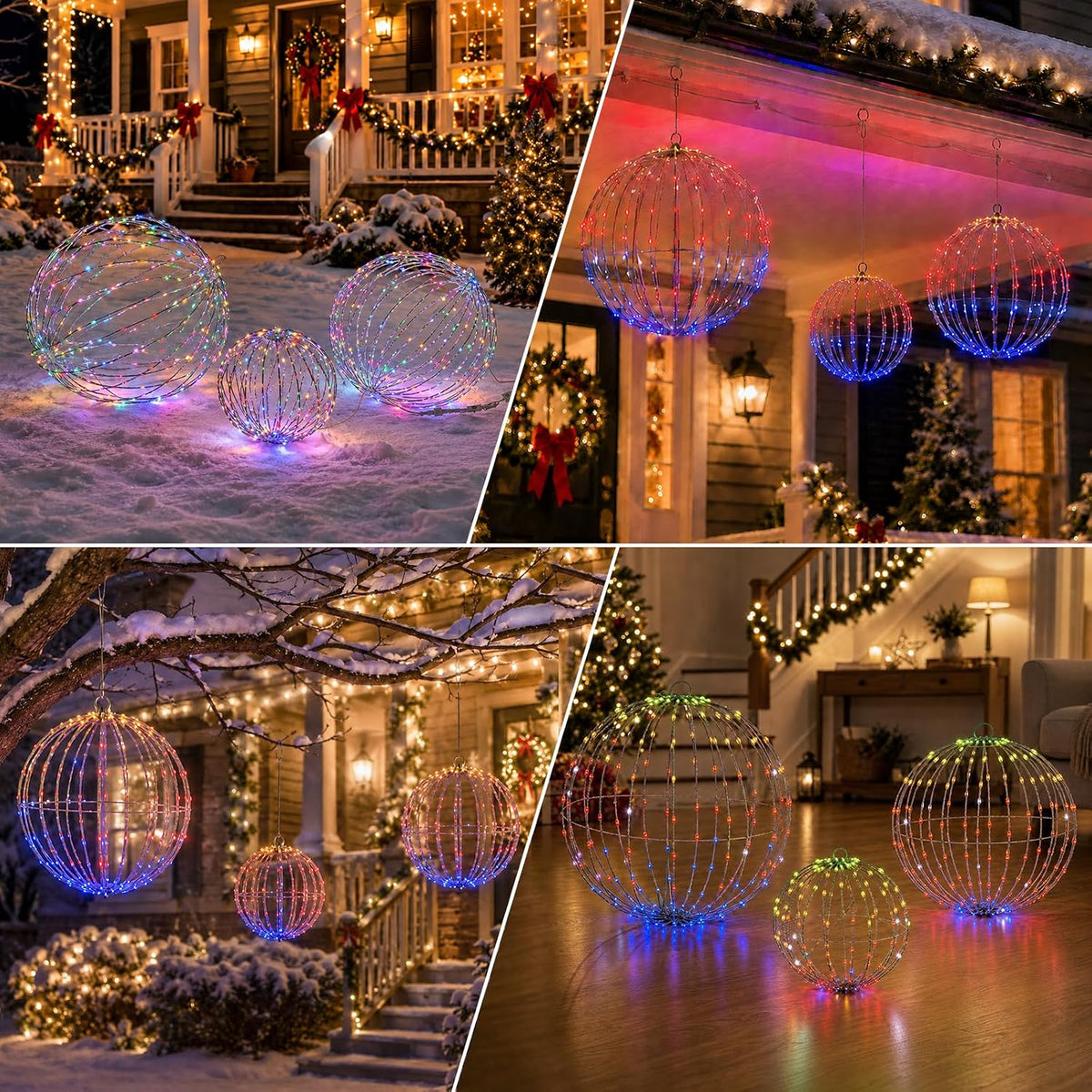 Starfree 3 bolas grandes plegables de Navidad LED RGB de 19 pulgada...