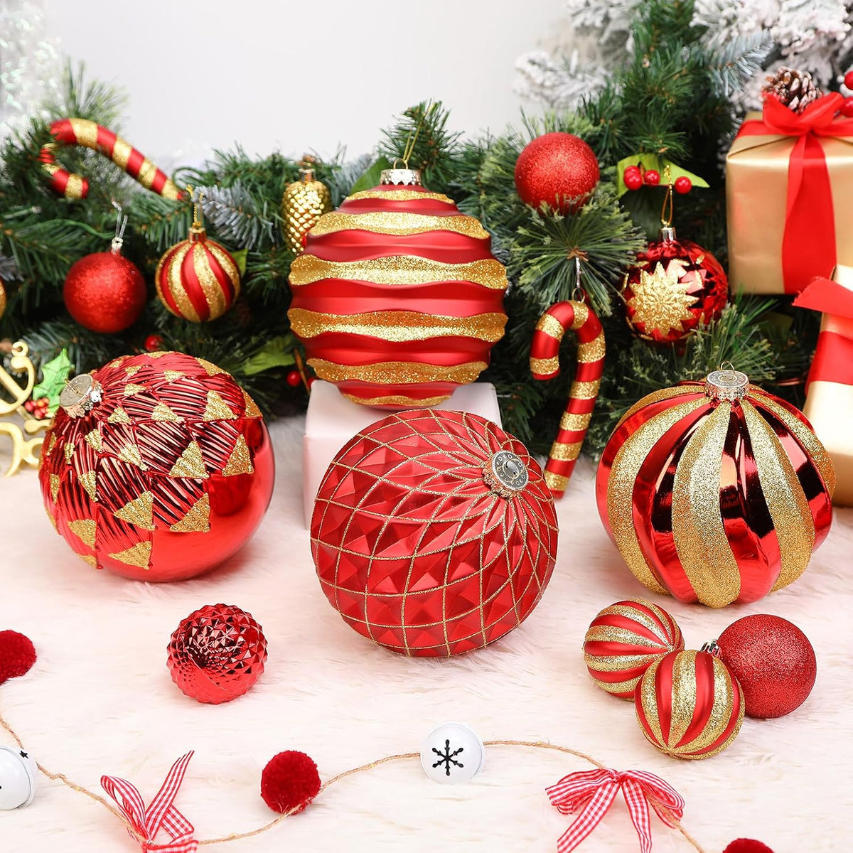 Alupssuc - Bolas de Navidad grandes de 6 pulgadas, 4 unidades | Ado...