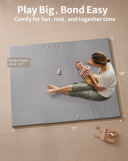 Blissful Diary Tapete de cuero vegano para bebé, 71"x59", g...
