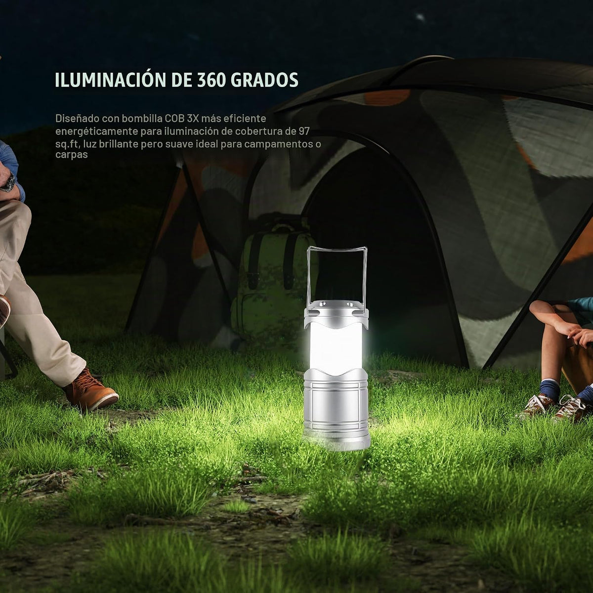 Lichamp Linterna LED para campamento, paquete de 4 linternas alimen...