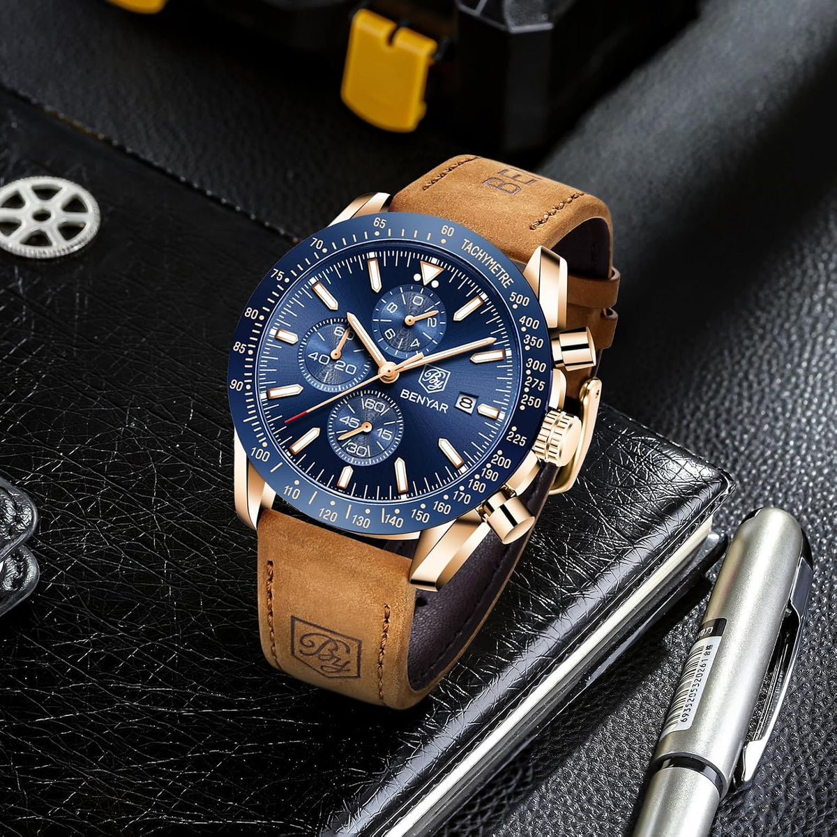 BENYAR Reloj para hombre analógico cronógrafo de cuarzo, impermeabl...