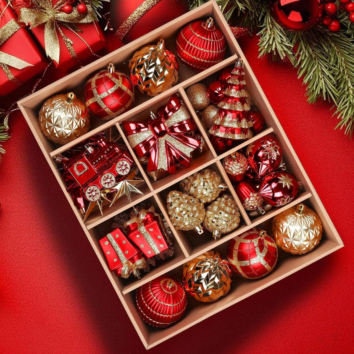 Alupssuc Juego de 82 bolas de Navidad, encantador juego de regalo c...