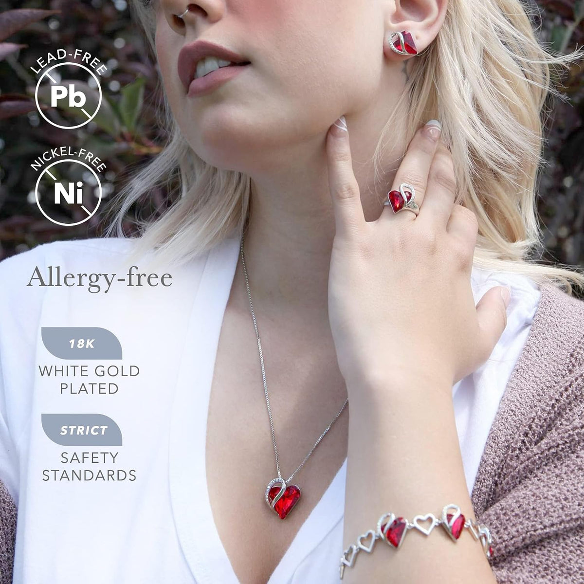Leafael - Aretes de tuerca de cristal con piedra natal de corazón i...
