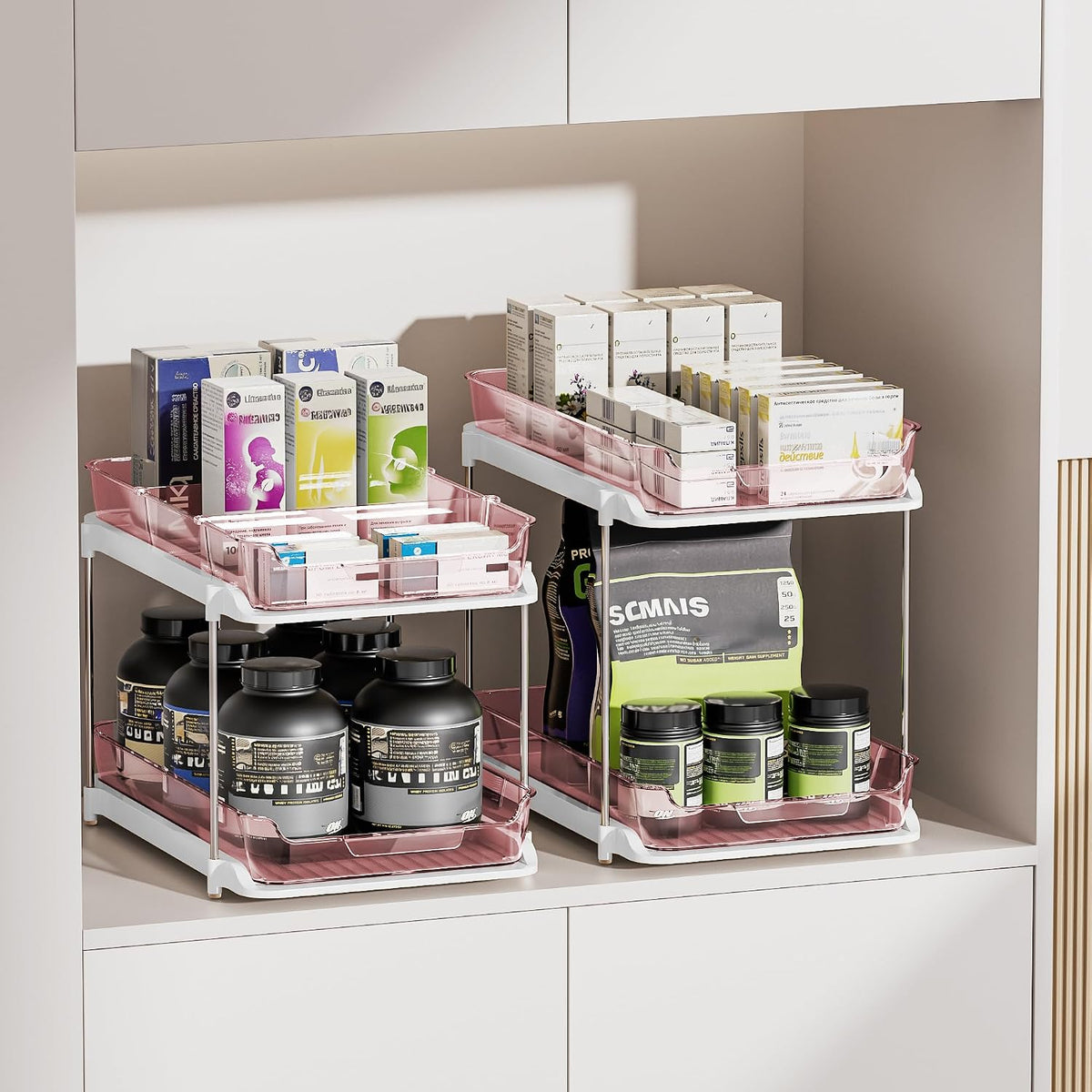 Delamu Organizadores y almacenamiento multiusos de 2 niveles para d...