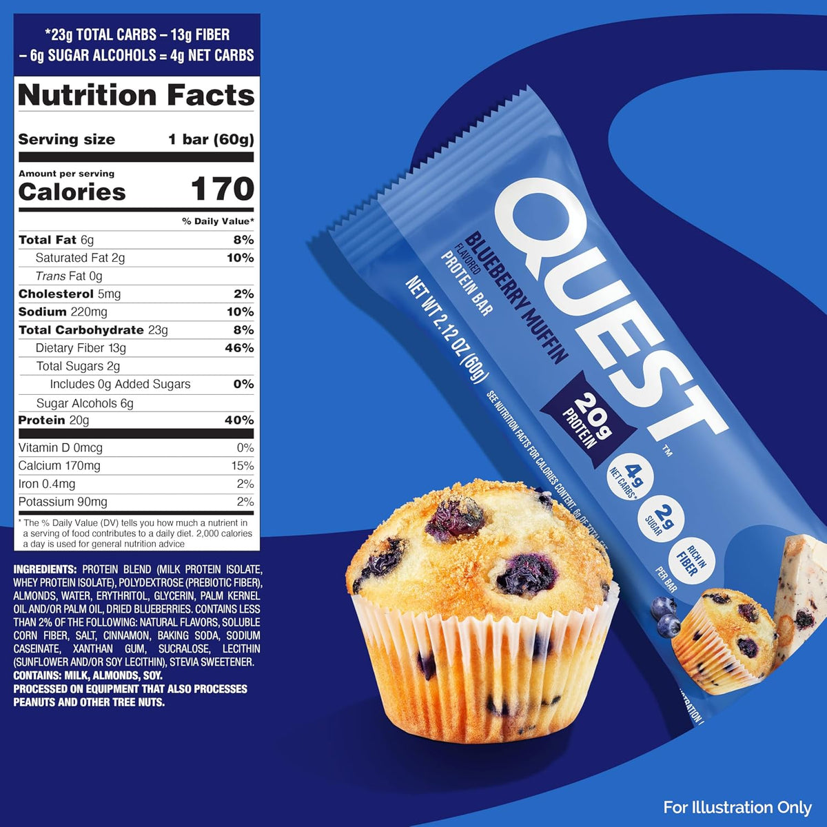 Quest Nutrition - Barras de proteína de muffin de arándanos, 0.71 o...