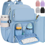 IBVIVIC Mochila para pañales con cambiador portátil, color azul cla...
