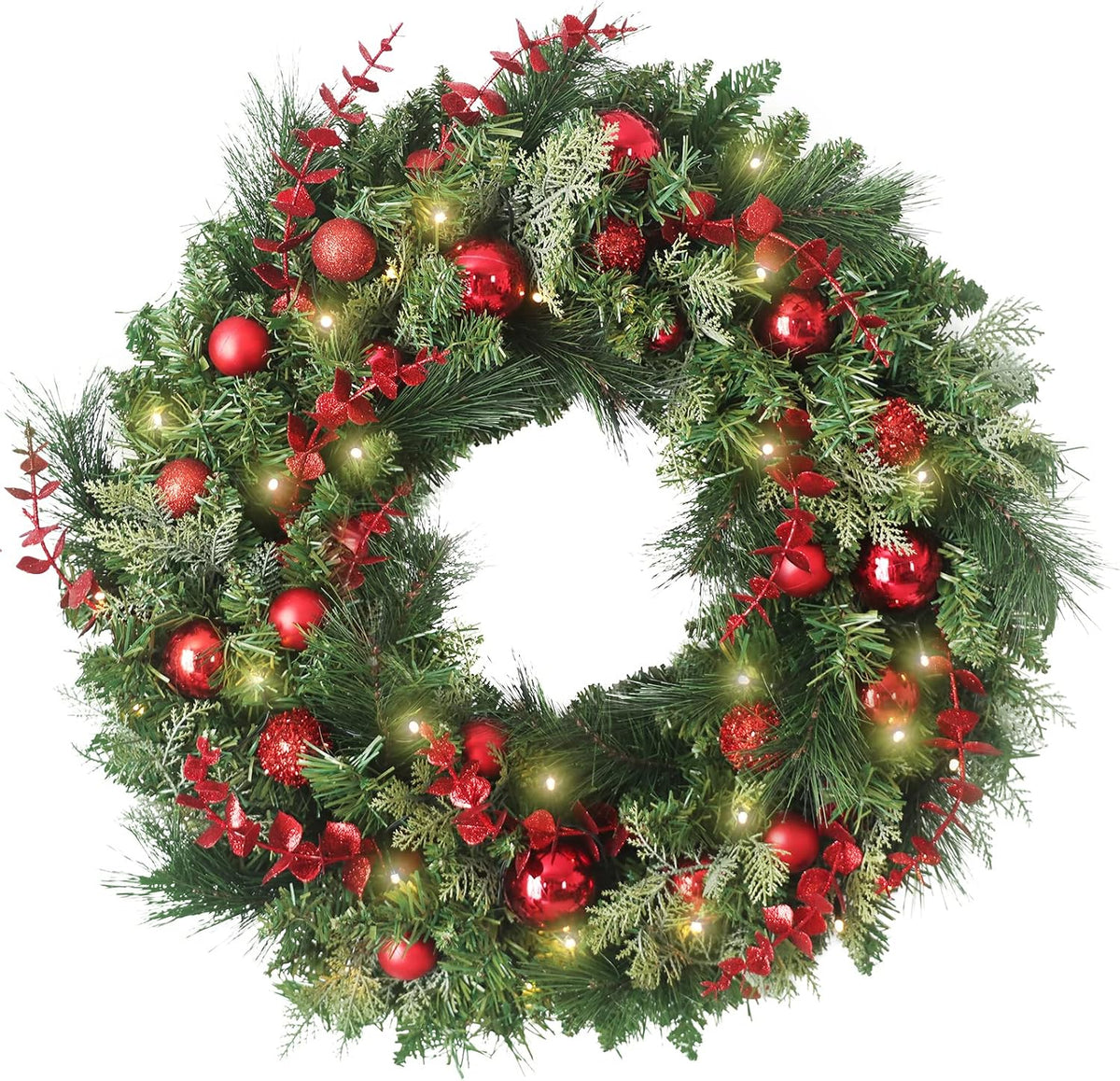 Coronas de Navidad de 24 pulgadas, coronas de Navidad para puerta d...