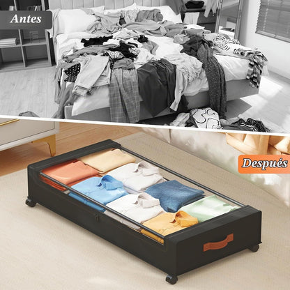 Yecaye Almacenamiento debajo de la cama de 70 L con ruedas, paquete...