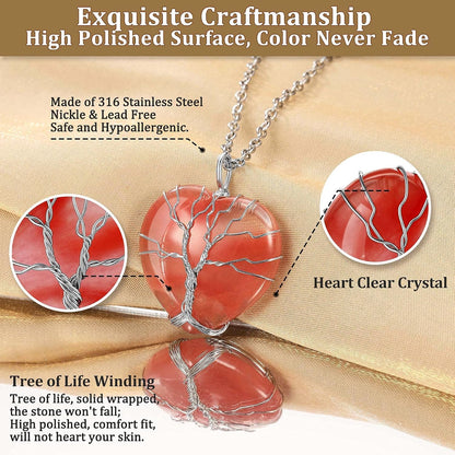 Bestyle Collar de cristal curativo envuelto en árbol de la vida, co...