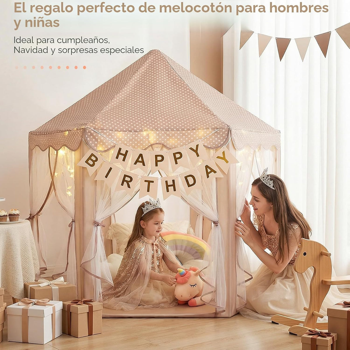 Monobeach Tienda de campaña de princesa para niñas: casa de juegos...