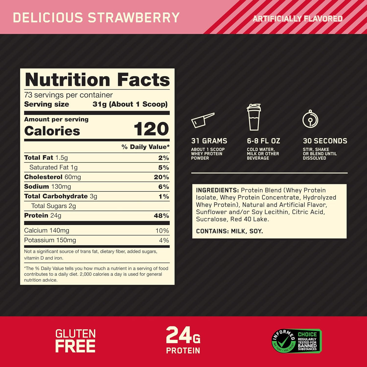 Optimum Nutrition Estándar dorado 100% Proteína de Suero de Leche e...