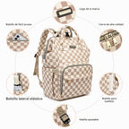 GAIVP mochila de pañales para bebe, café a cuadros, Mochila para pa...