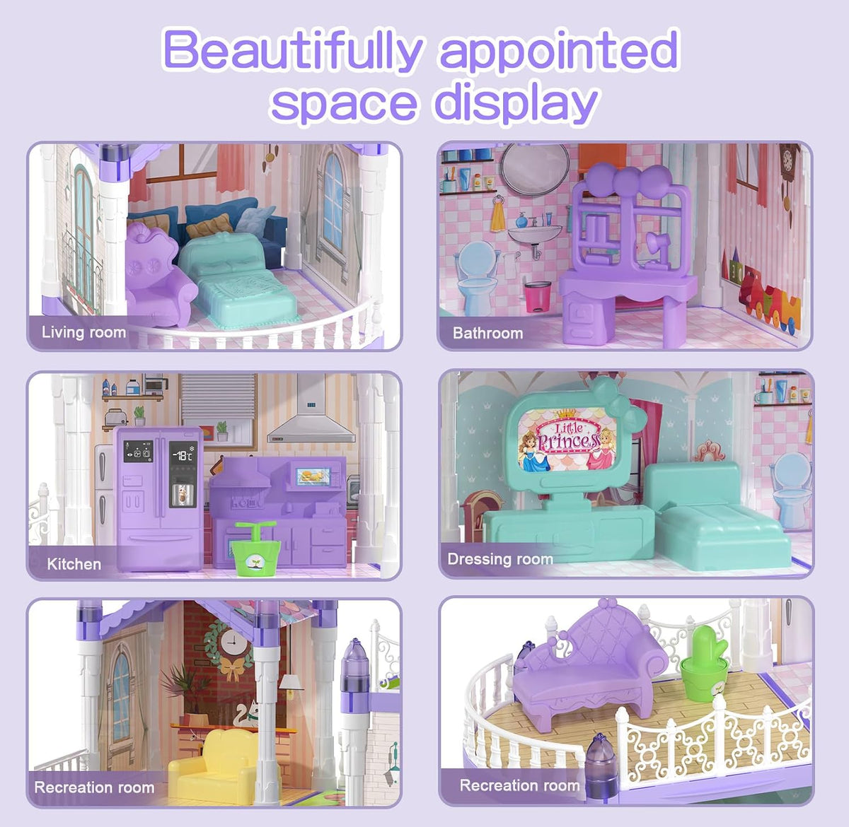 Randhar - Casa de muñecas para niñas, casa de muñecas de ensueño, 9...