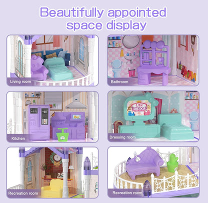 Randhar - Casa de muñecas para niñas, casa de muñecas de ensueño, 9...