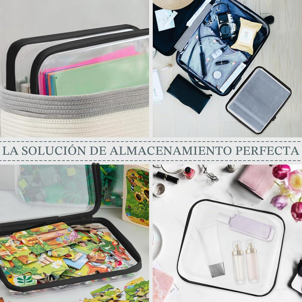 YOPCDJ Paquete de 3 fundas rígidas transparentes con cremallera, bo...