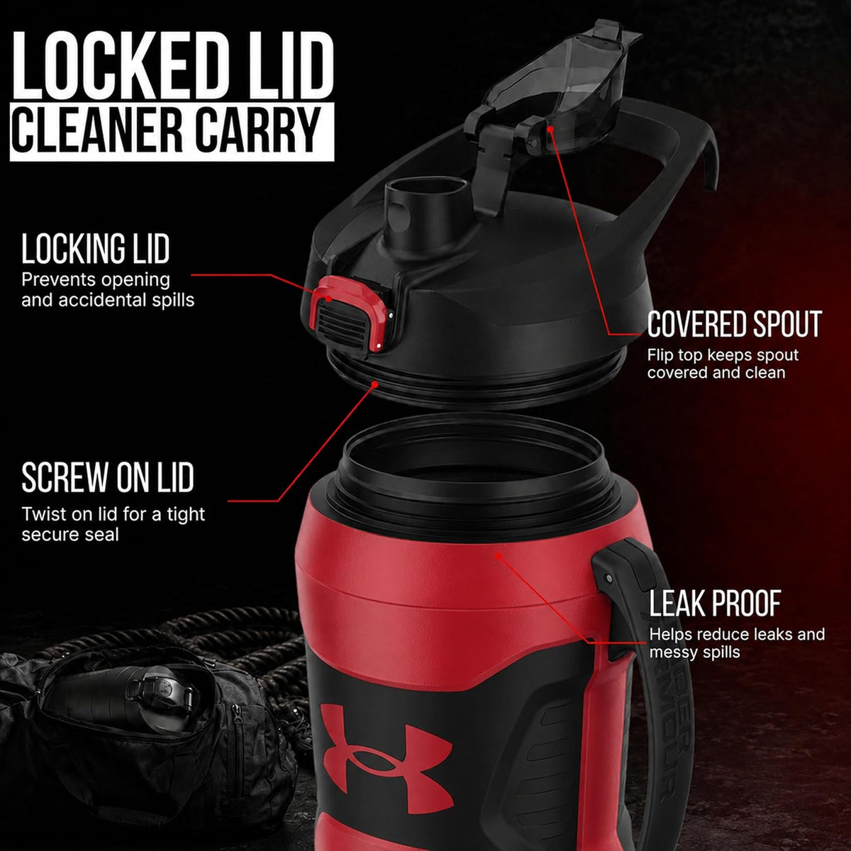 Under Armour Botella de agua aislada con asa y gancho para cerca, j...