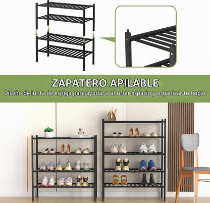 ROMGUAR CRAFT Zapatero de bambú de 5 niveles para armario independi...