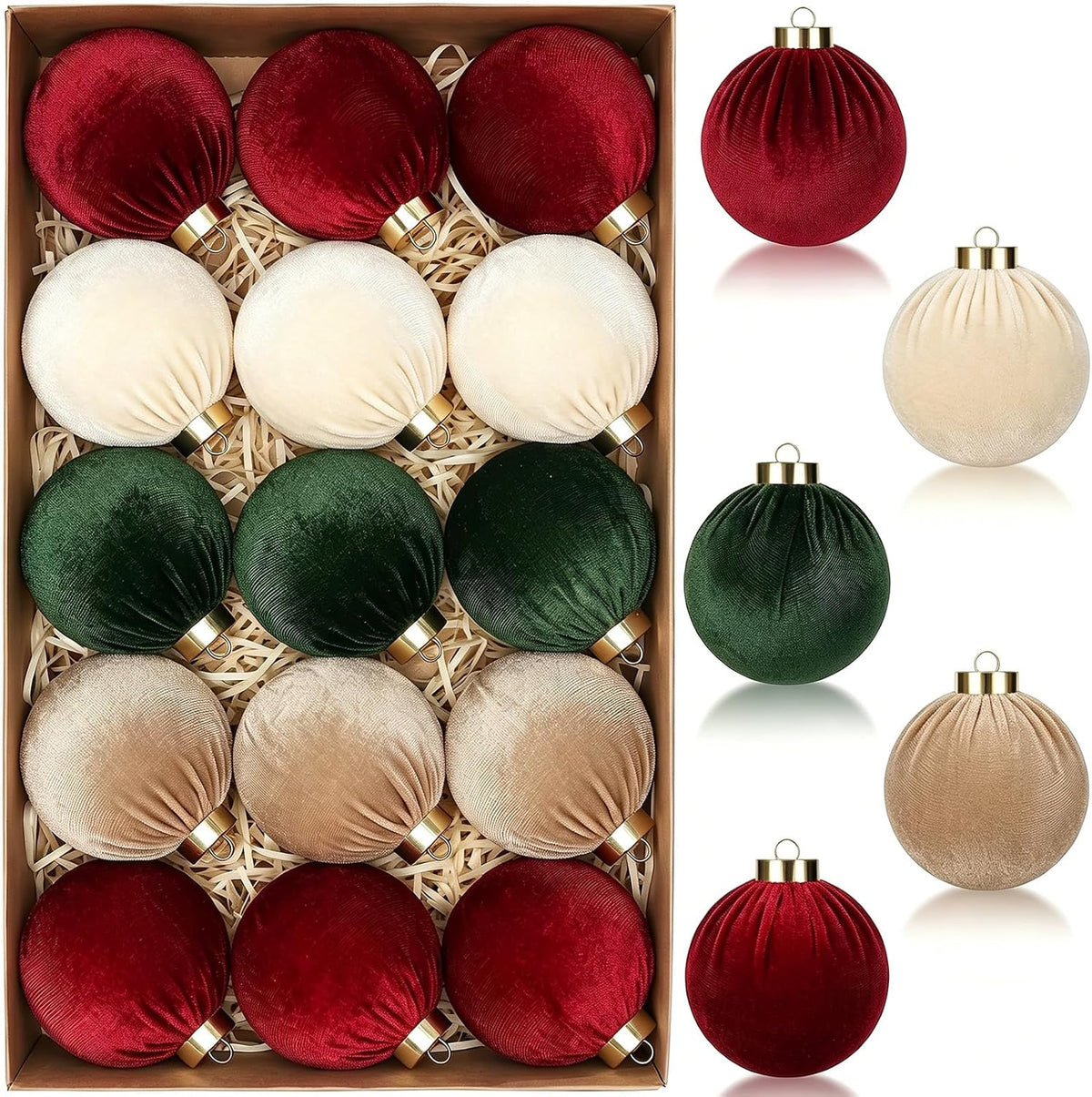Adornos de bola de Navidad de 15 quilates, decoración de árbol de N...