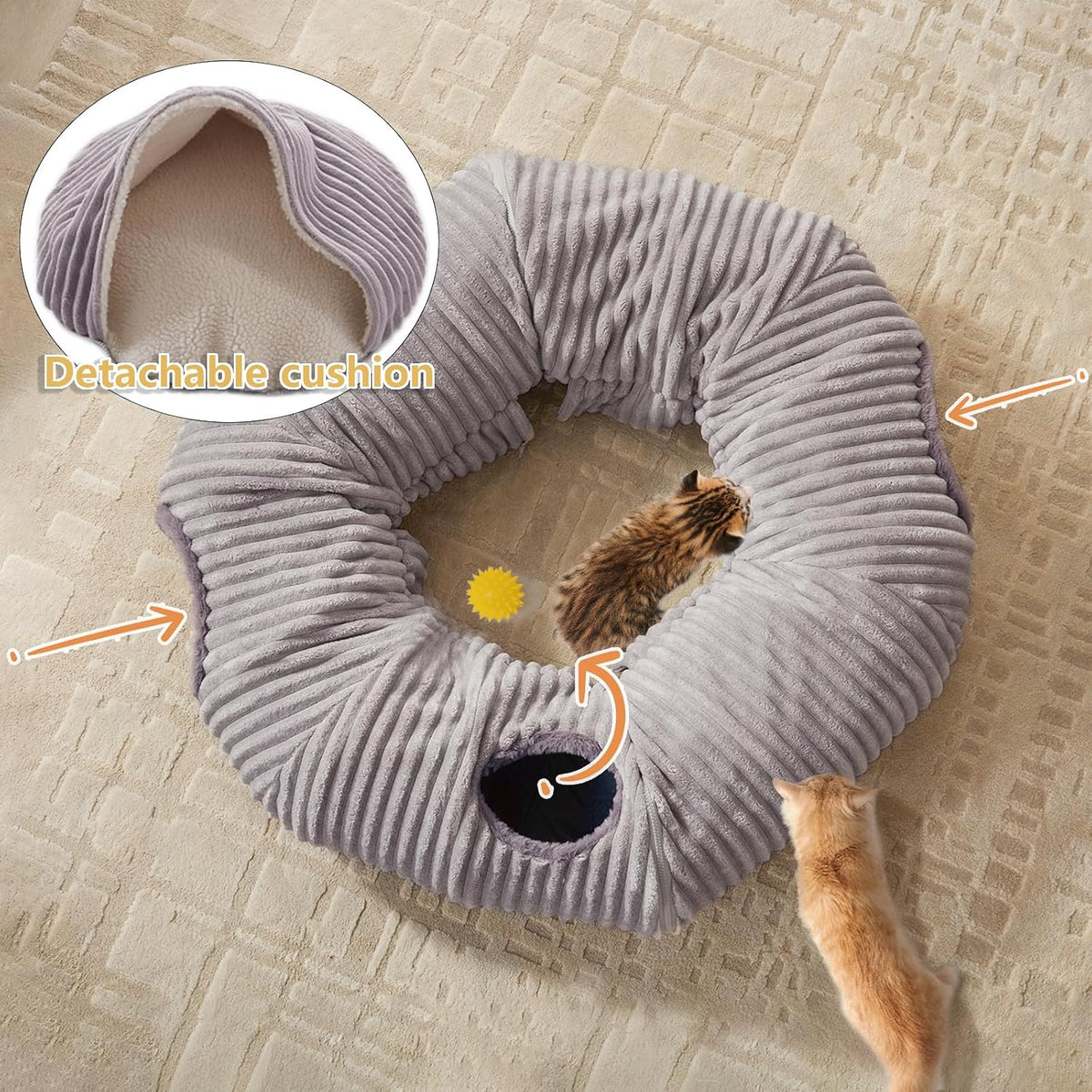 Cama Túnel para Gatos de Interior - Lindo Túnel de Donut para Gatos...