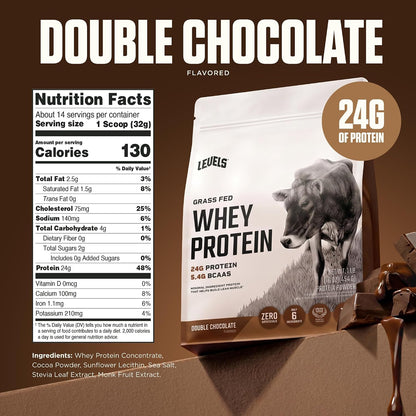 Levels - Proteína de suero en polvo, sin artificiales, doble chocol...