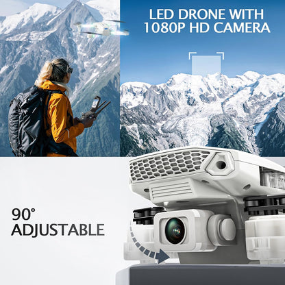 BEZGAR Drone con luces LED para adultos y niños principiantes, blan...
