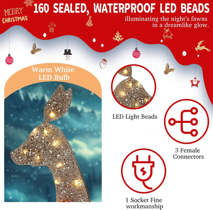 Decoraciones de ciervos navideños grandes iluminados de 63 pulgadas...