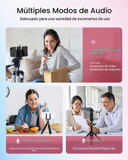 KUKIHO Micrófono Lavalier inalámbrico para iPhone, iPad y Android c...