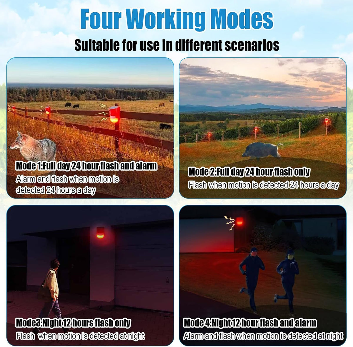 Qualirey - Paquete de 8 alarmas solares con sensor de movimiento, 1...