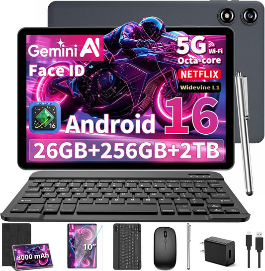 Tableta de 10 pulgadas con teclado - Tableta 2026 Gemini AI Android...