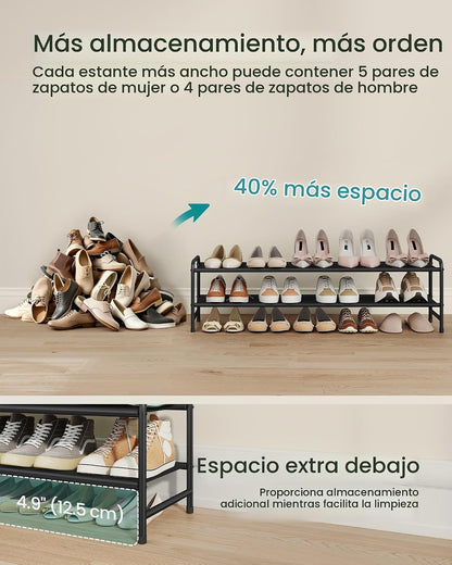 SONGMICS Zapatero largo, organizador de zapatos de 2 niveles, con c...