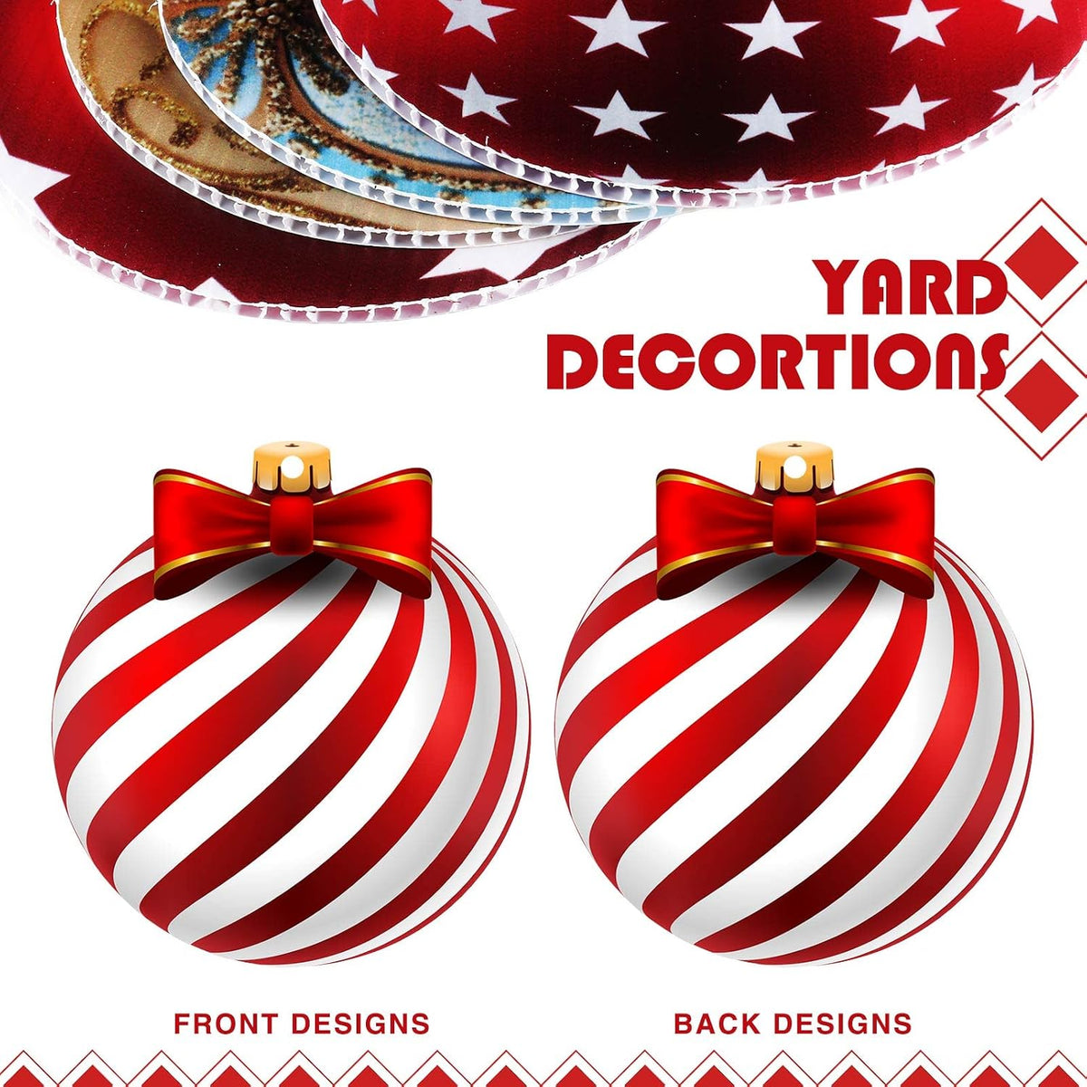 Rtteri 30 adornos coloridos de bolas de Navidad para patio, 4.9 pul...